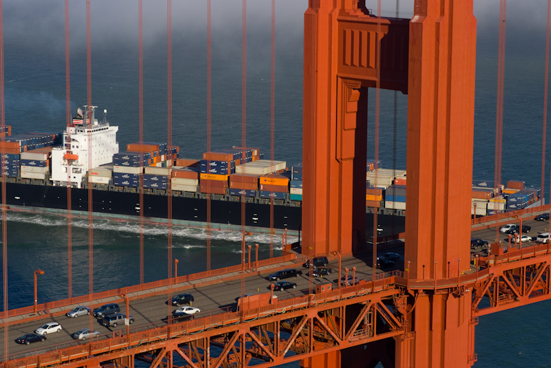 Golden Gate with Freighter