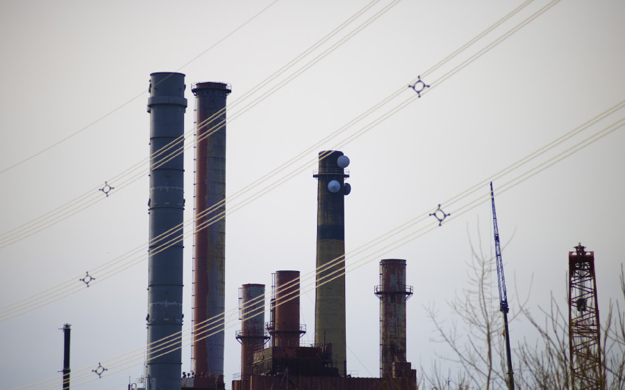 Near Bridgeport, Old Plant Stacks