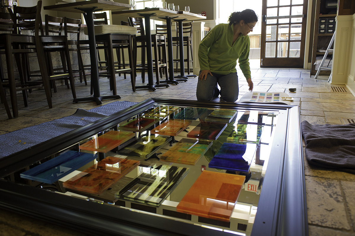 Assembling pieces and gluing to mirror